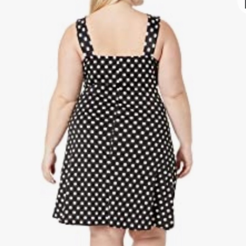 Star Vixen black and white polka dot sleeveless A-line dress- 3X - Picture 4 of 9